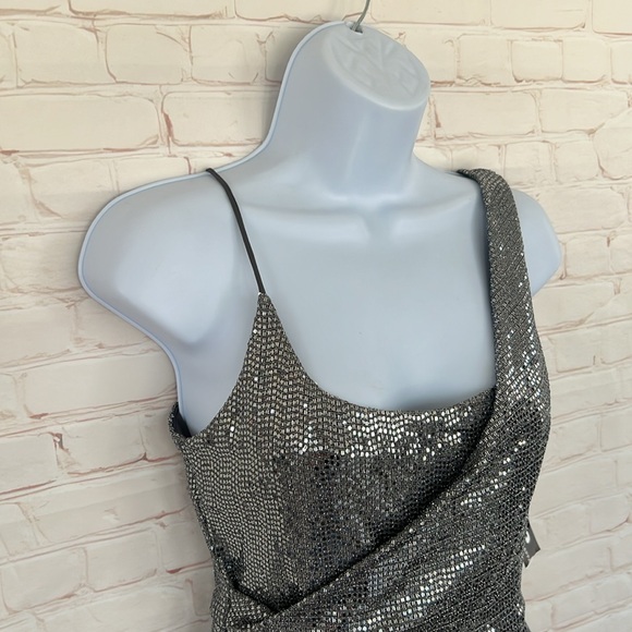 New with tags Jump Apparel metallic silver sequin mini dress size small - Picture 5 of 10